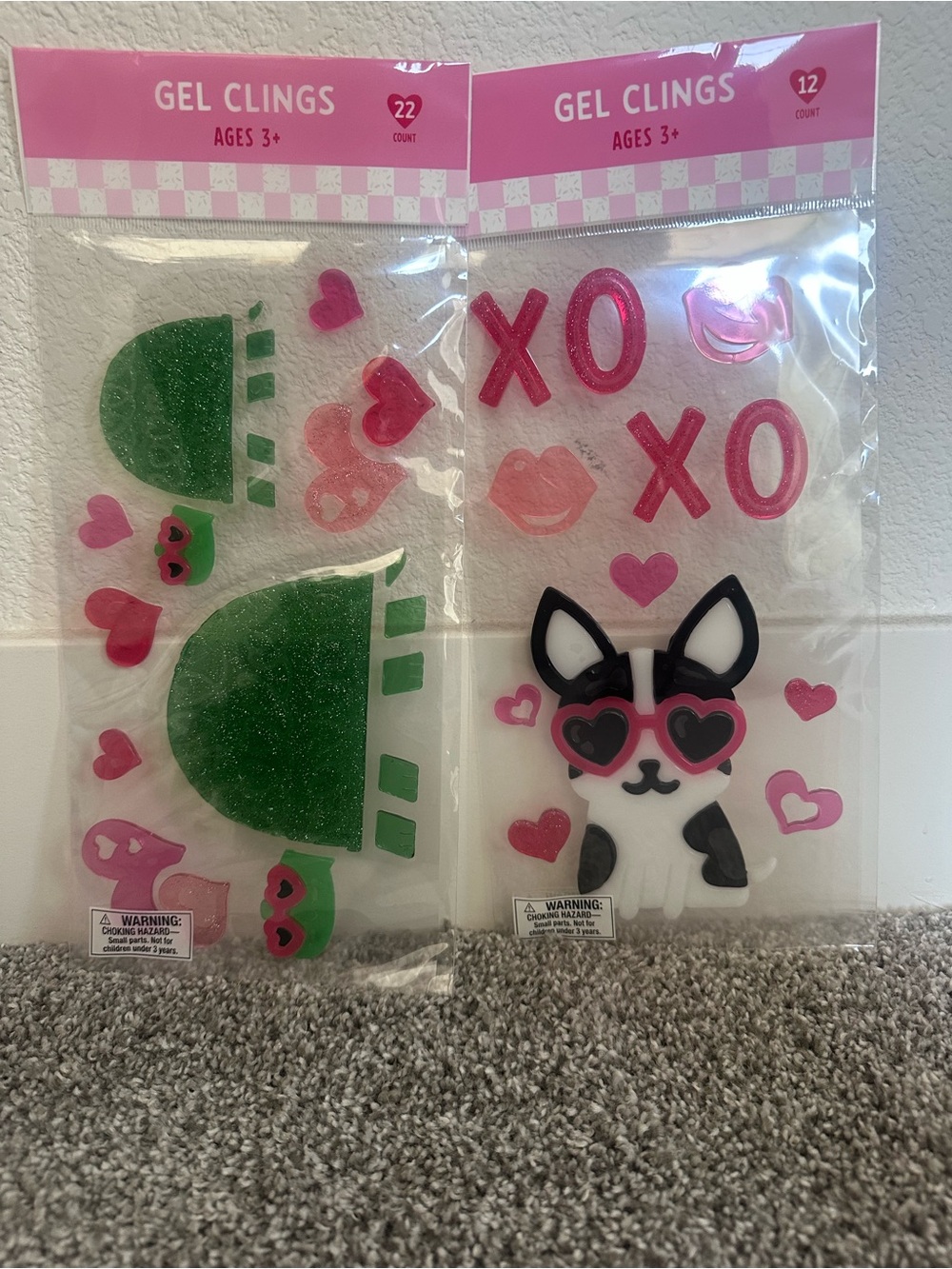 Window Gel Clings - Pink & Green
